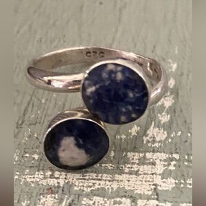 Taxco Sterling Silver Blue Sodalite Double Stone Ring